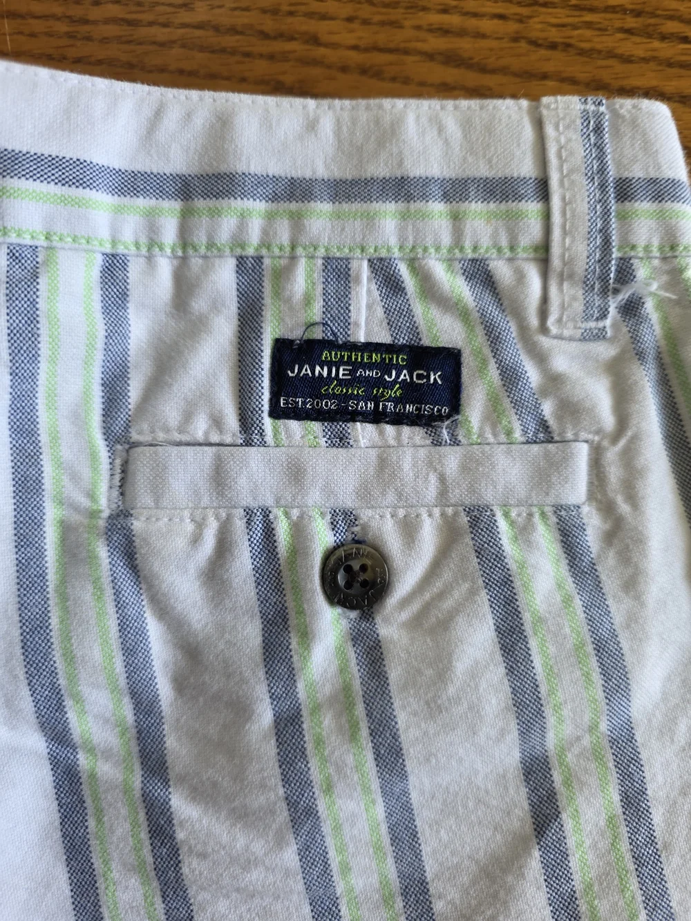Janie and Jack White Shorts With Light Blue And Green Striped Kids